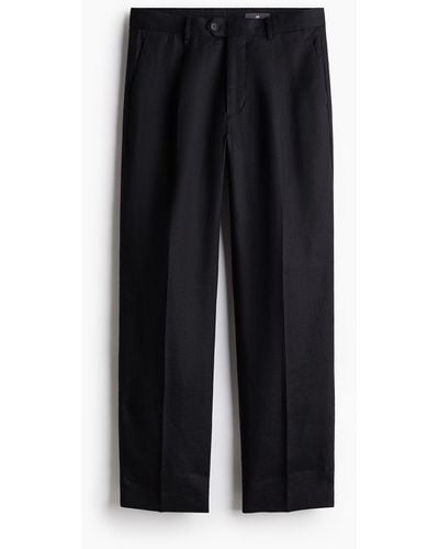 H&M Anzughose aus Leinen in Relaxed Fit - Schwarz