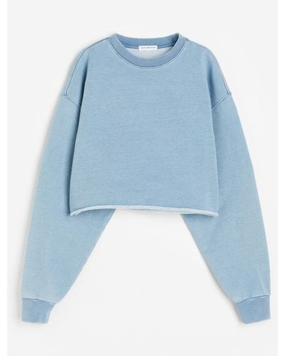 H&M Indigo Terry Crop Sweatshirt - Blauw