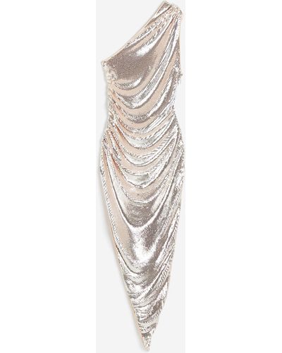 H&M One-Shoulder-Kleid mit Pailletten - Weiß