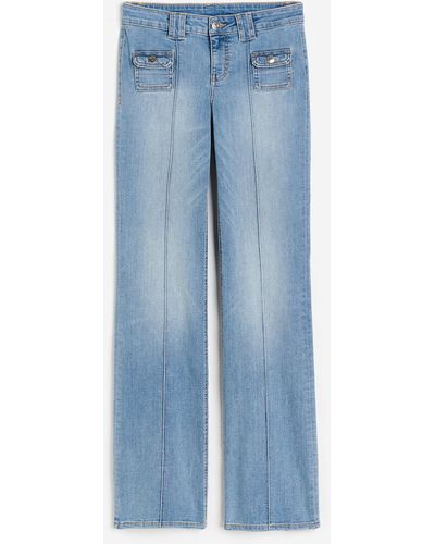 H&M Flared Low Cargo Jeans - Blau