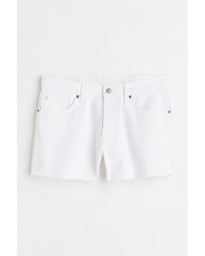 H&M 90s Boyfriend Low Denim Shorts - Weiß
