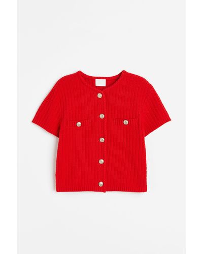 H&M Cardigan aus Strukturstrick - Rot