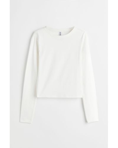 H&M Top court en jersey - Blanc