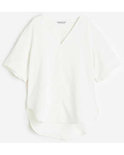 H&M Shirt mit V-Ausschnitt - Weiß