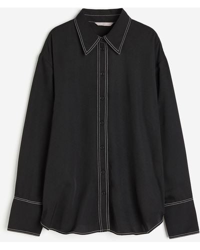 H&M Bluse mit Kontrastnähten - Schwarz