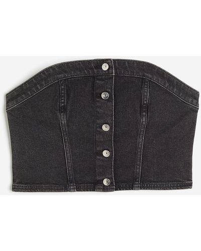 H&M Top bustier en denim - Noir