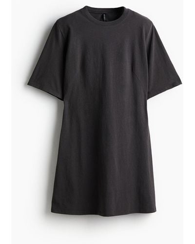 H&M T-Shirt-Kleid mit Schulterpolstern - Schwarz
