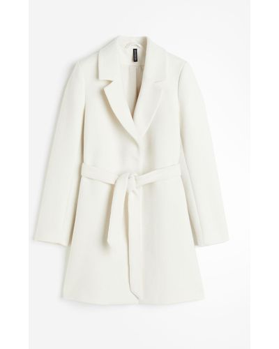 H&M Mantel mit Bindegürtel - Weiß