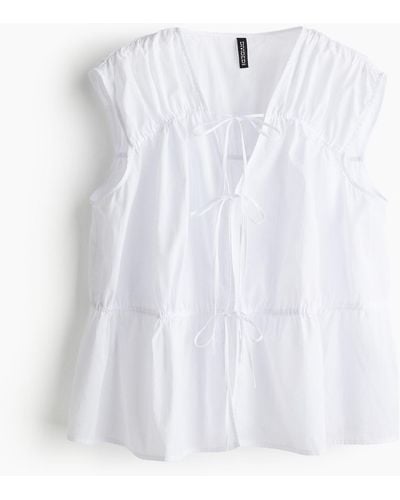 H&M Bluse mit Bindedetail - Weiß