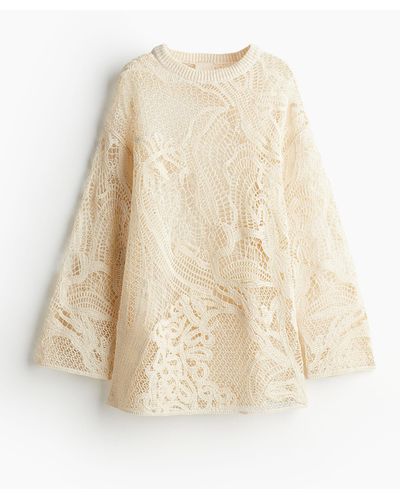 H&M Pullover aus Wollmischung im Häkellook - Natur