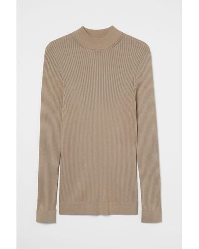 H&M Turtleneck-Pullover Muscle Fit - Natur