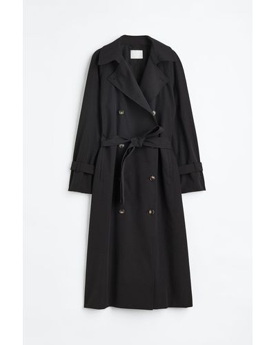 H&M Double-breasted Trenchcoat - Zwart