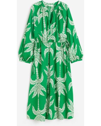 H&M Robe en coton avec détail à nouer - Vert
