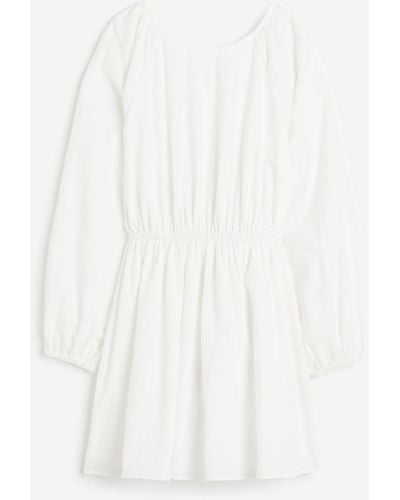 H&M Robe dos nu avec manches ballon - Blanc