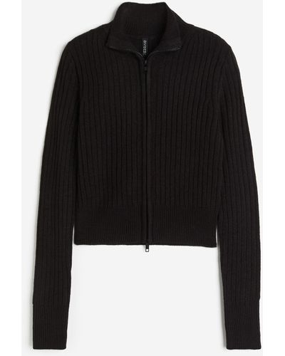 H&M Gerippter Cardigan - Schwarz