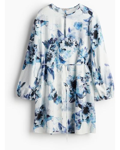 H&M Kleid mit Bindegürtel - Blau