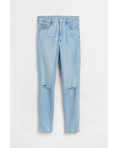 H&M True To You Skinny Ultra High Ankle Jeans - Blau