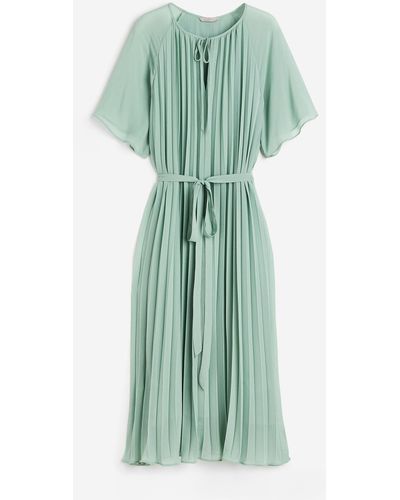 H&M Plissiertes Kleid - Grün