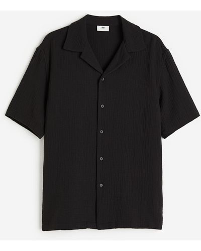H&M Casual Overhemd Van Mousseline - Zwart