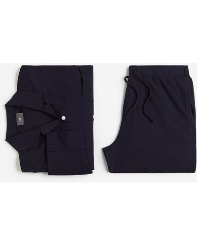 H&M Pyjama Van Katoenen Tricot - Blauw