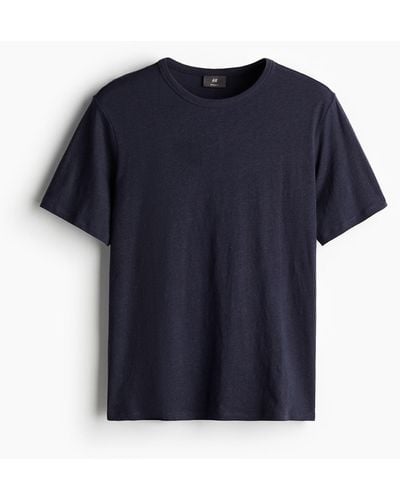 H&M T-Shirt aus Leinenmix Regular Fit - Blau