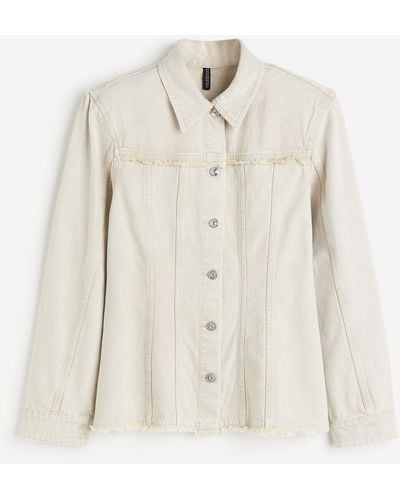 H&M Jeansjacke mit Schulterpolstern - Weiß