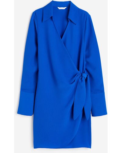 H&M Robe portefeuille en crêpe - Bleu