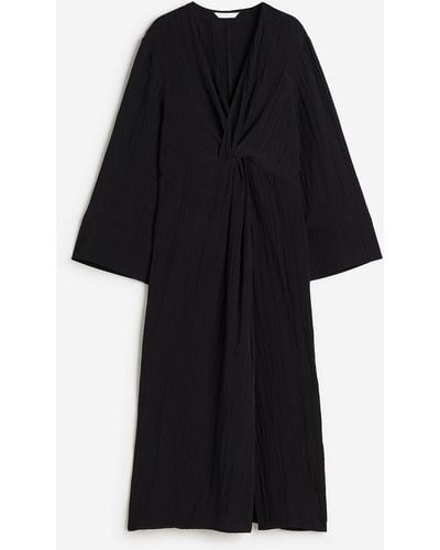 H&M Robe portefeuille en lin mélangé - Noir