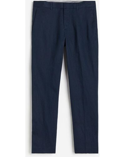 H&M Anzughose aus Leinen in Slim Fit - Blau
