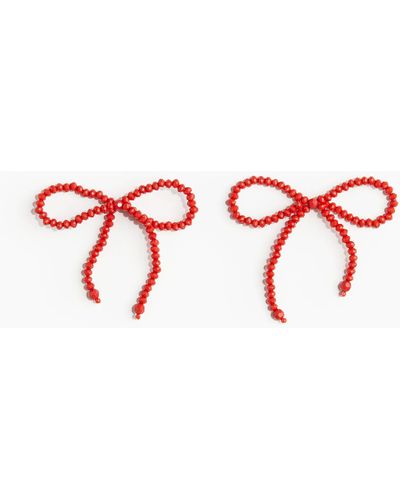 H&M Schleifenförmige Perlenohrringe - Rot