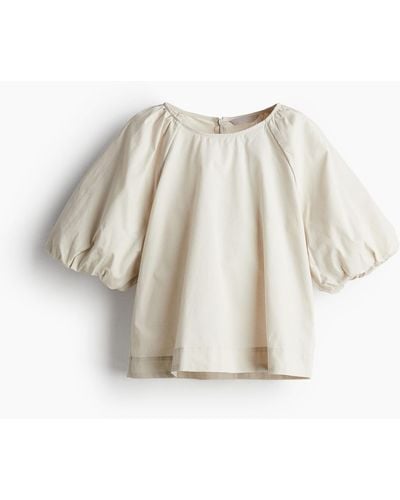 H&M Bluse mit Puffärmeln - Weiß