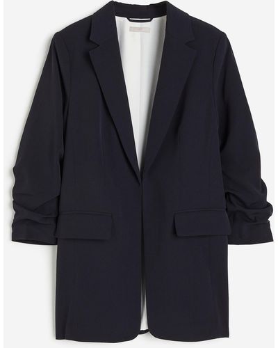 H&M Blazer avec manches froncées - Bleu