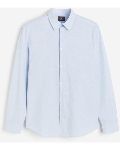 H&M Hemd aus Leinenmix in Regular Fit - Blau