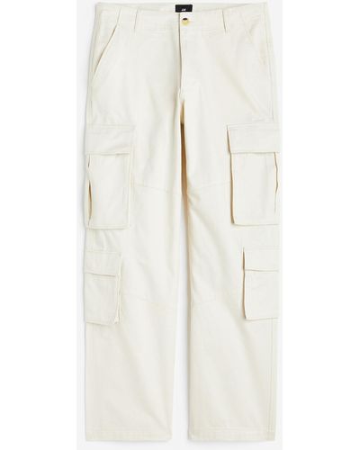 H&M Cargohose Relaxed Fit - Weiß