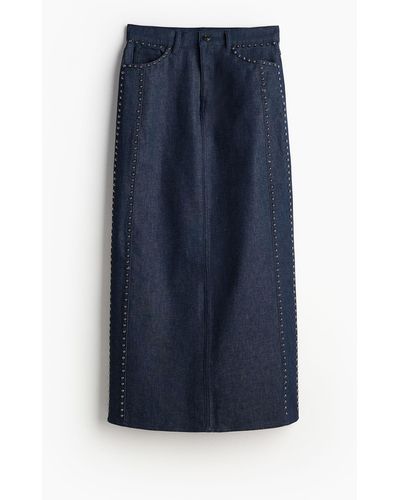 H&M Rockiegz High Waist Long Skirt - Blauw