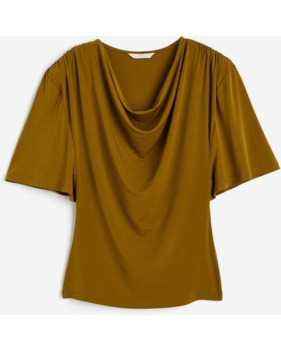 H&M Drapiertes Jerseyshirt - Grün