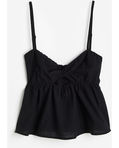 H&M Top péplum avec détail torsadé - Noir