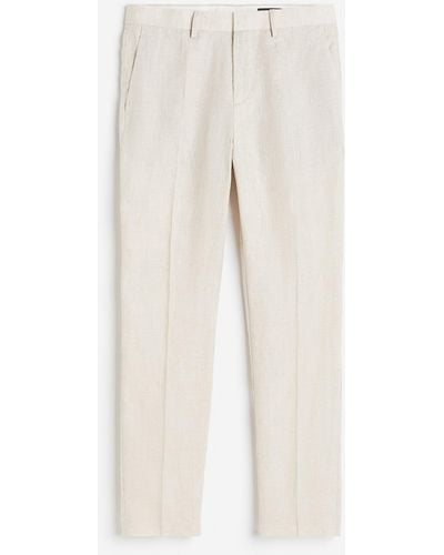 H&M Pantalon de costume Slim Fit en lin - Neutre