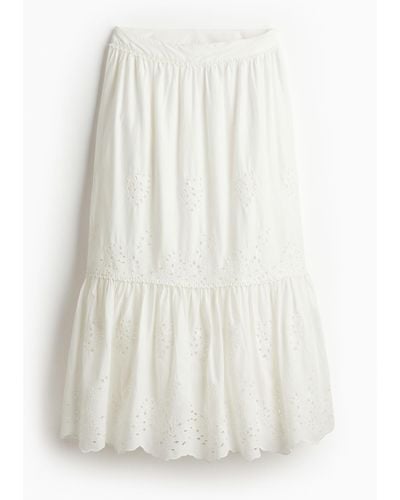H&M Jupe maxi avec broderie anglaise - Blanc