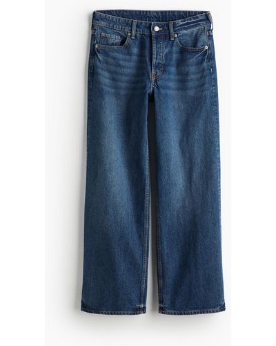 H&M Baggy Wide Low Jeans - Bleu