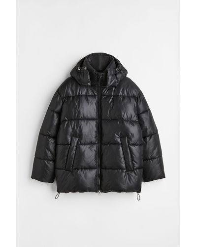 H&M Puffer Jacket Oversized Fit - Schwarz