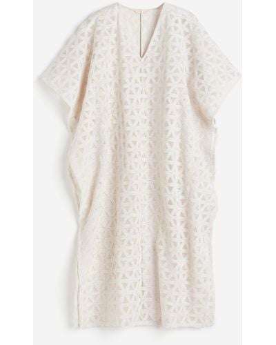 H&M Robe caftan en maille dentelle - Blanc
