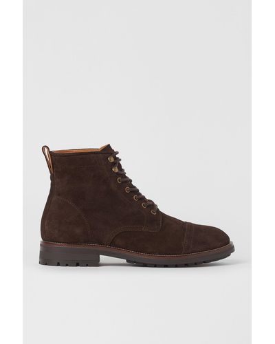 H&M Schnürstiefel aus Veloursleder - Braun