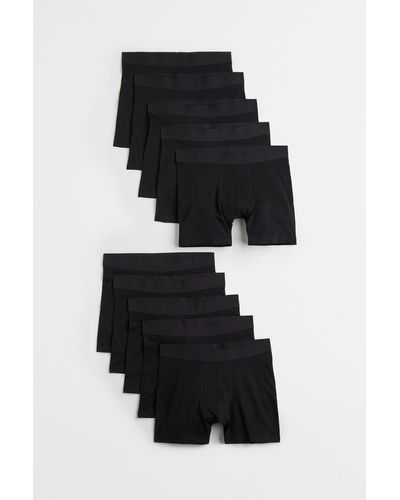 H&M Lot de 10 boxers mi-longs en coton - Noir