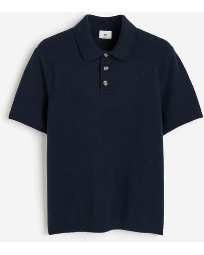 H&M Poloshirt aus Bouclé in Regular Fit - Blau