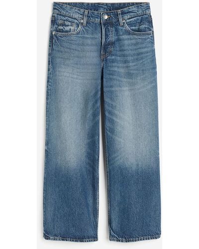 H&M Baggy Wide Low Ankle Jeans - Bleu