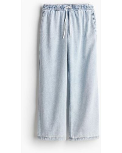 H&M Pantalon en denim avec taille élastique - Bleu