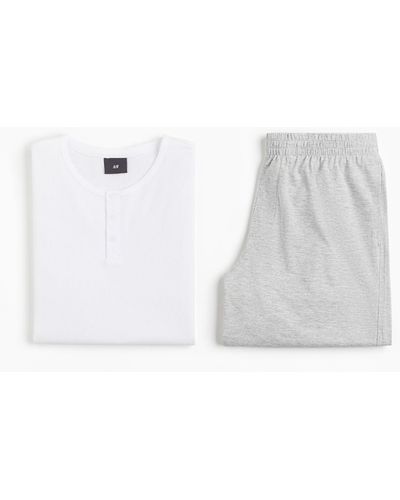 H&M Schlafshirt und Shorts - Weiß