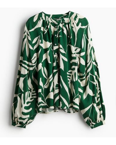H&M Bluse mit Ballonärmeln - Grün