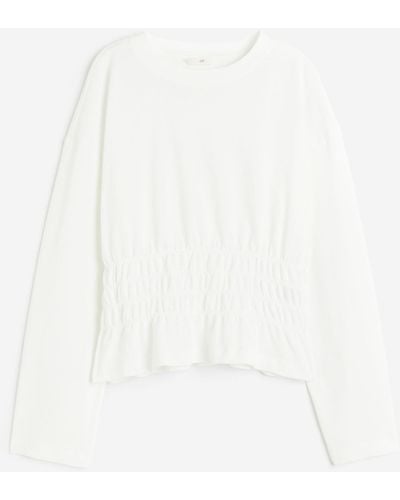 H&M Shirt mit gesmokter Taille - Weiß